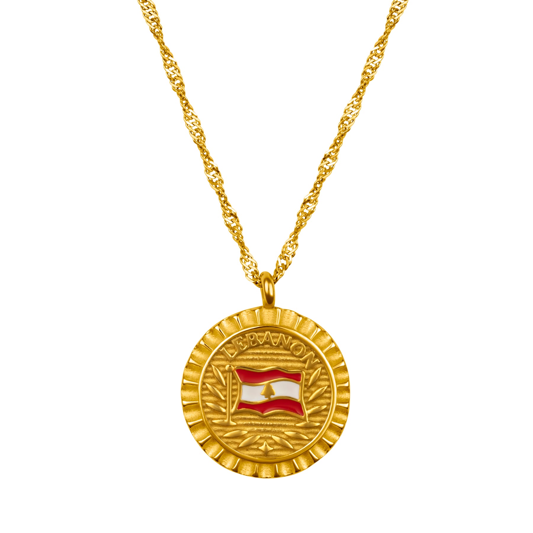 Lebanon Flag Necklace for Women 18K Gold | d'origine