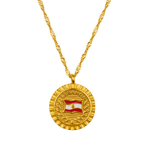 Lebanon Flag Necklace for Women 18K Gold | d'origine