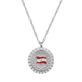 Lebanon National Flag Necklace for Women Waterproof Silver | d'origine