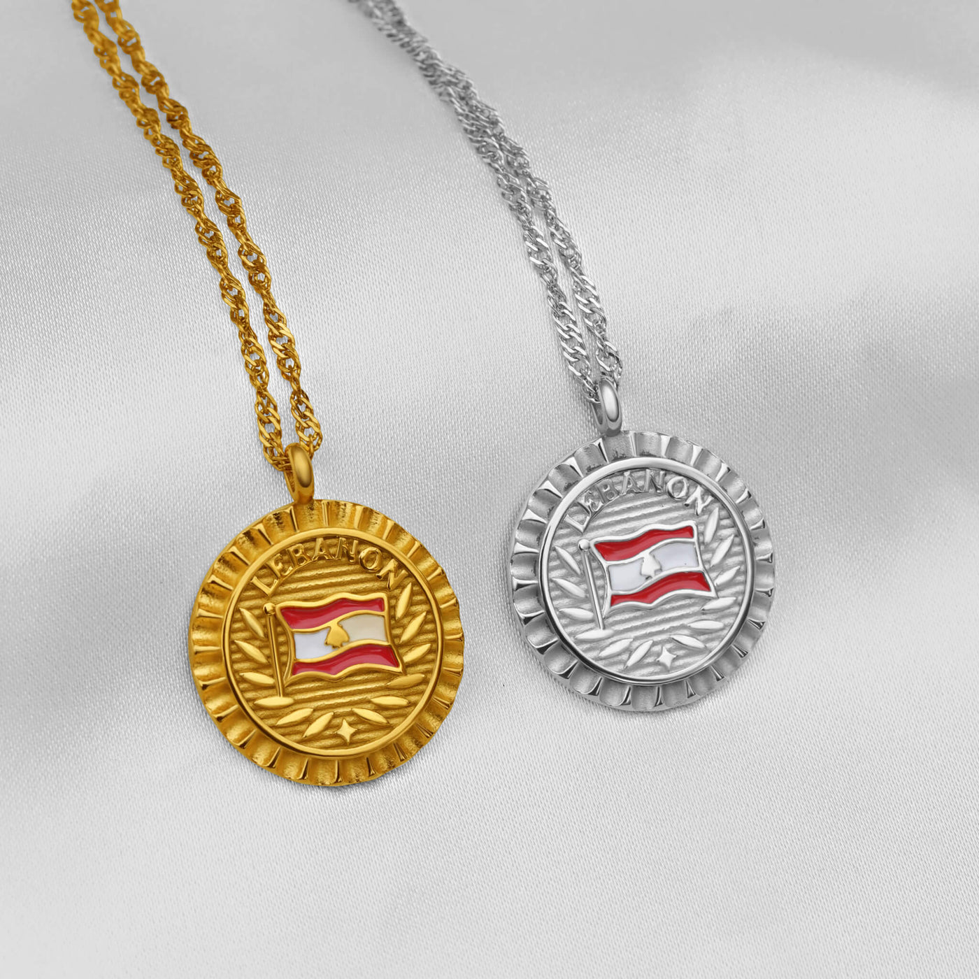 Libanon Flaggenkette Damen Edelstahl – Flagge