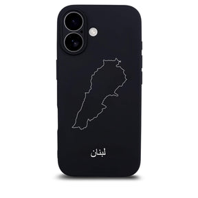 Libanon Handyhülle für iPhone 17 – Rückseite mit Landkarte und arabischem Schriftzug