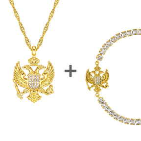 Montenegro Adler Wappen Schmuck Set Damen 18K Gold | d'origine