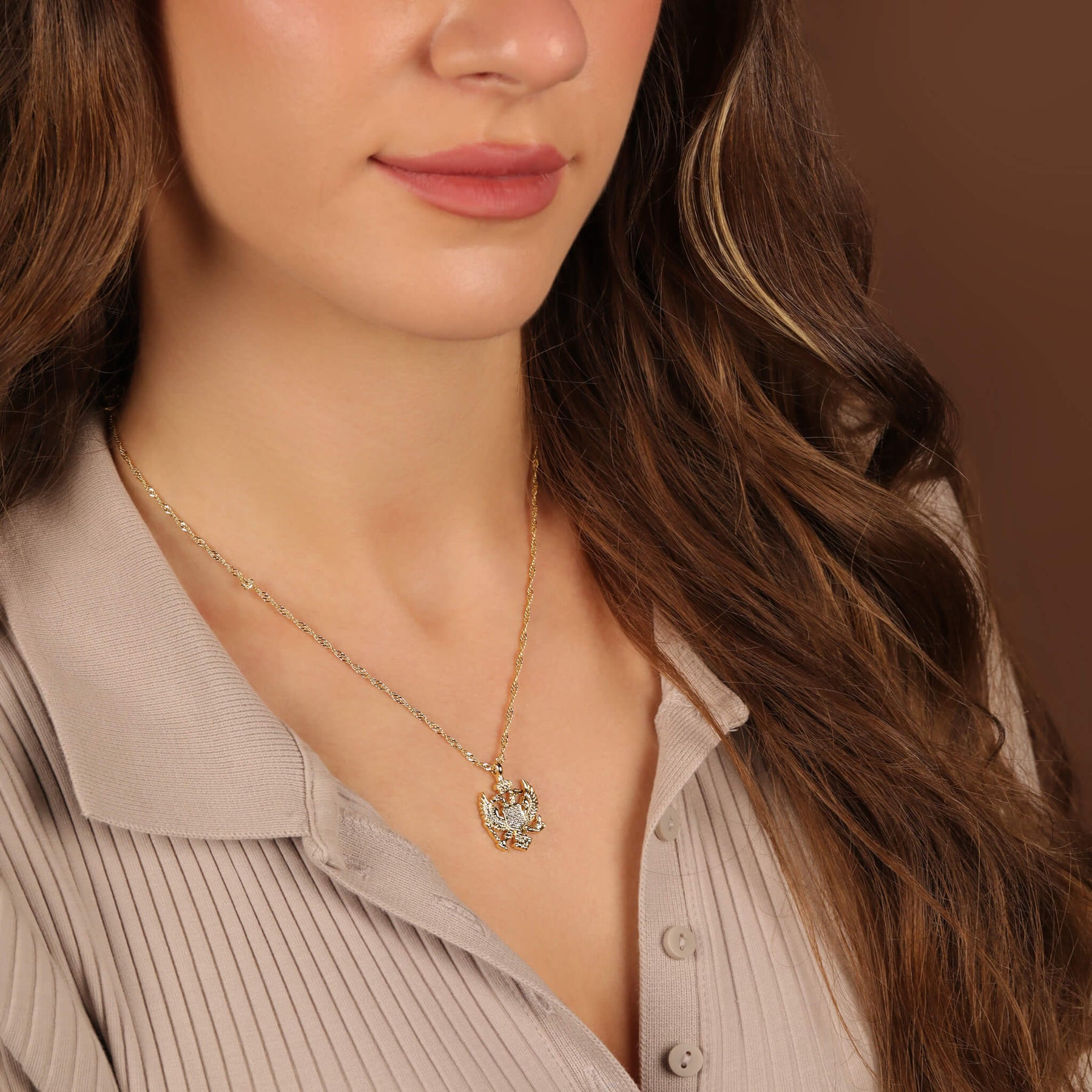 Montenegro Emblem Necklace Women on Model