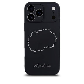 Mazedonien Handyhülle für iPhone 17 Pro – Rückseite mit Landkarte und Schriftzug