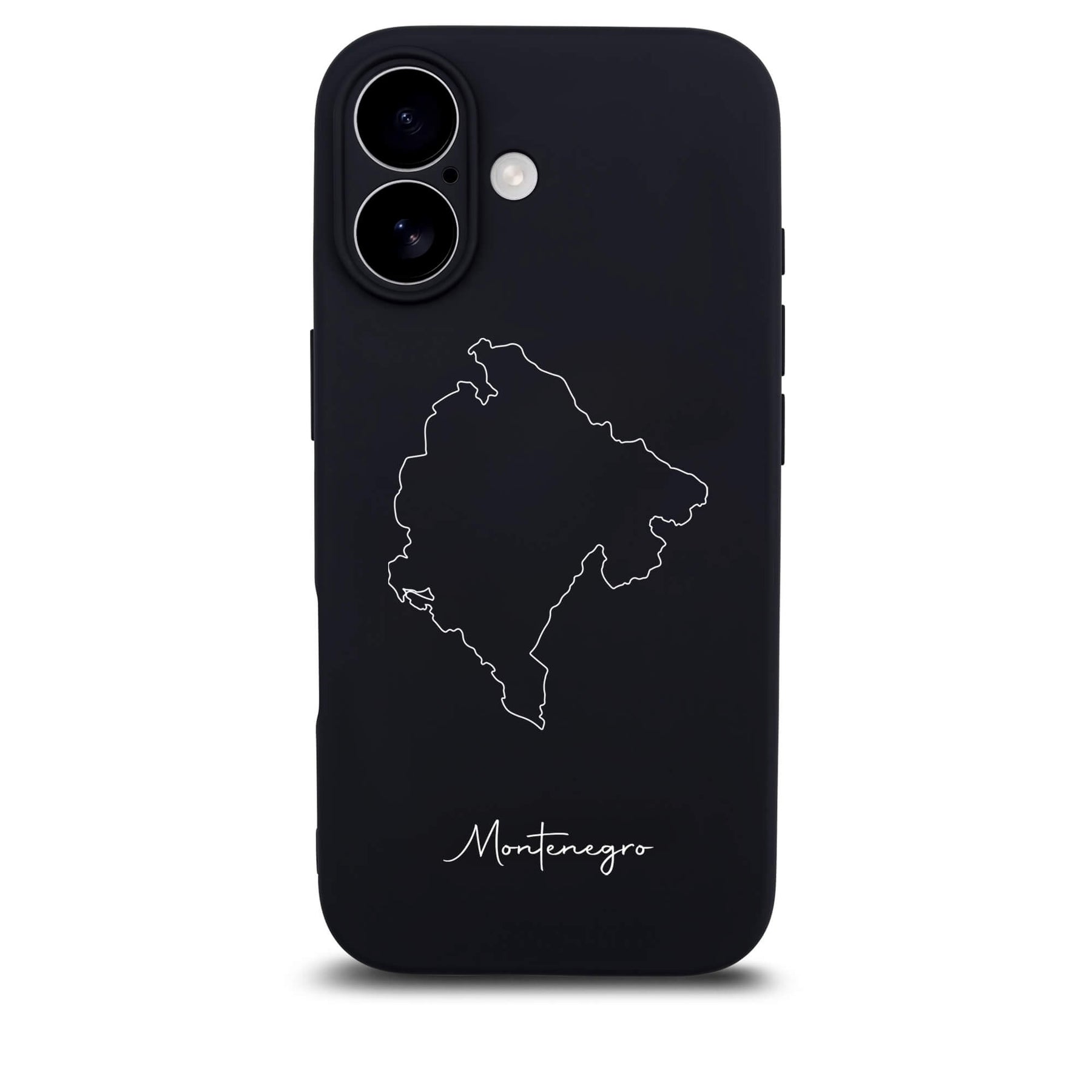 Montenegro Handyhülle für iPhone 17 – Rückseite mit Landkarte und Schriftzug