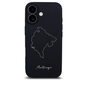 Montenegro Handyhülle für iPhone 17 – Rückseite mit Landkarte und Schriftzug