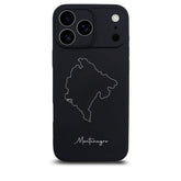 Montenegro Handyhülle für iPhone 17 Pro – Rückseite mit Landkarte und Schriftzug