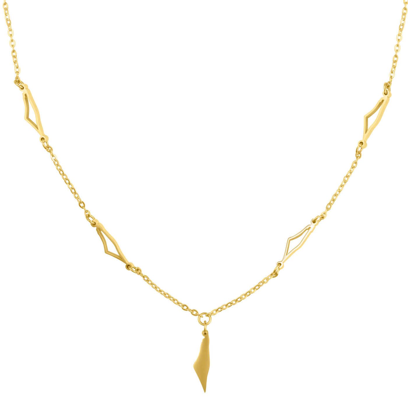 Palästina Landkarte 5-Anhänger Kette Damen 18K Gold | d'origine
