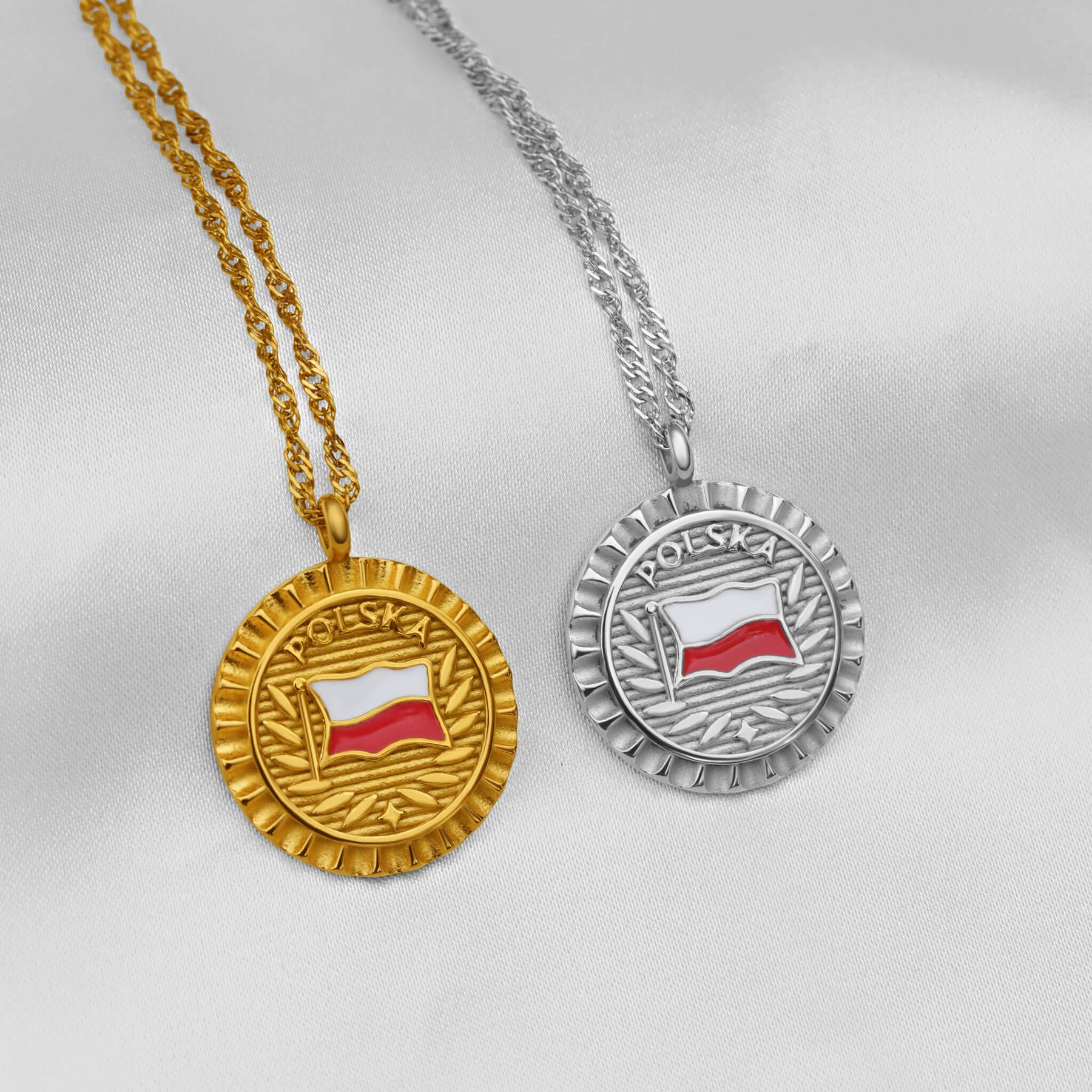 Polen Flaggenkette Damen Edelstahl – Flagge