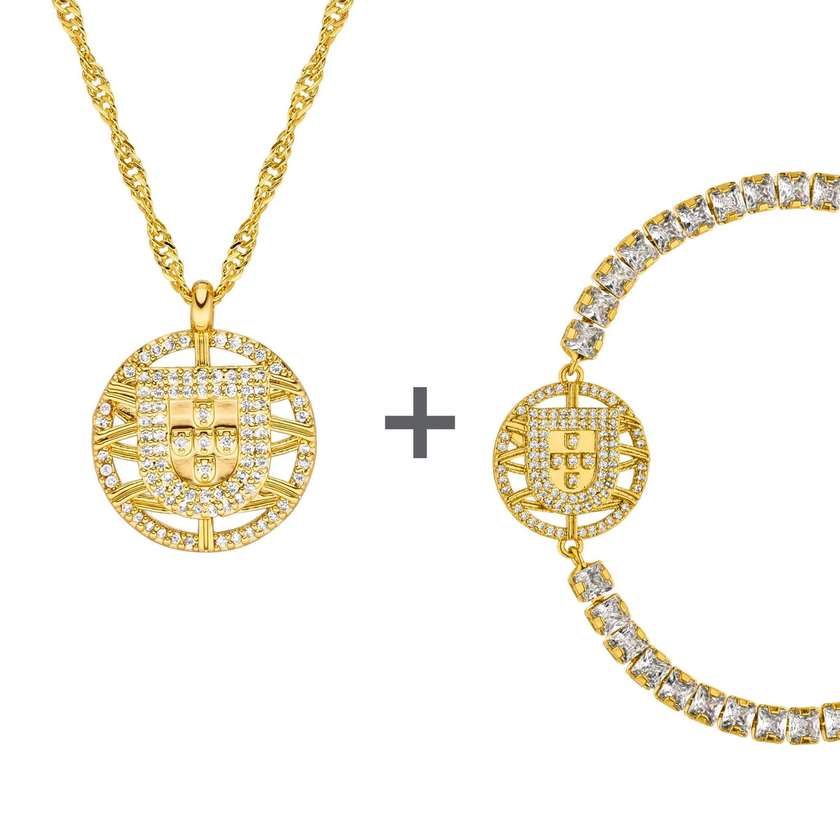 Portugal Wappen Schmuck Set Damen 18K Gold | d'origine