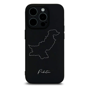 Pakistan phone case for iPhone 13 to 16 – back with map and lettering