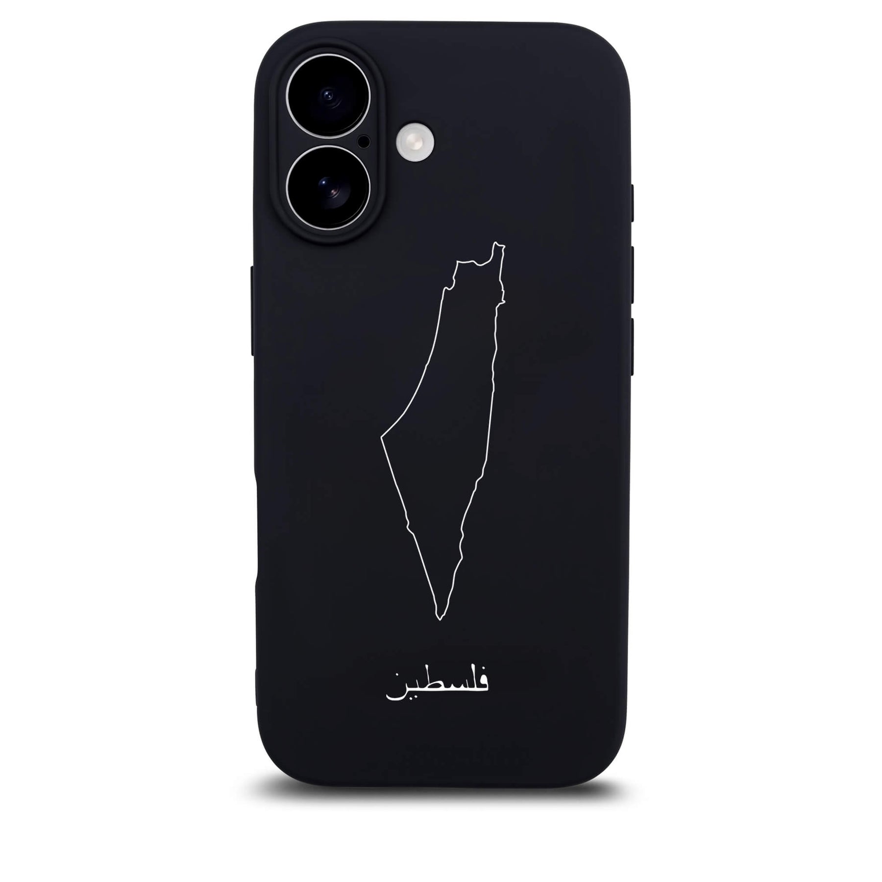 Palestine phone case for iPhone 17 – back with map and Arabic lettering