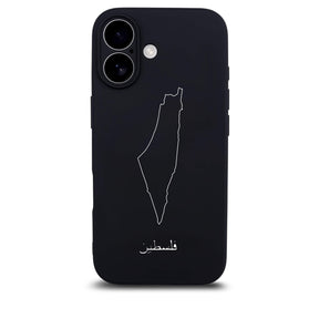 Palestine phone case for iPhone 17 – back with map and Arabic lettering