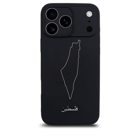 Palestine phone case for iPhone 17 Pro – back with map and Arabic lettering
