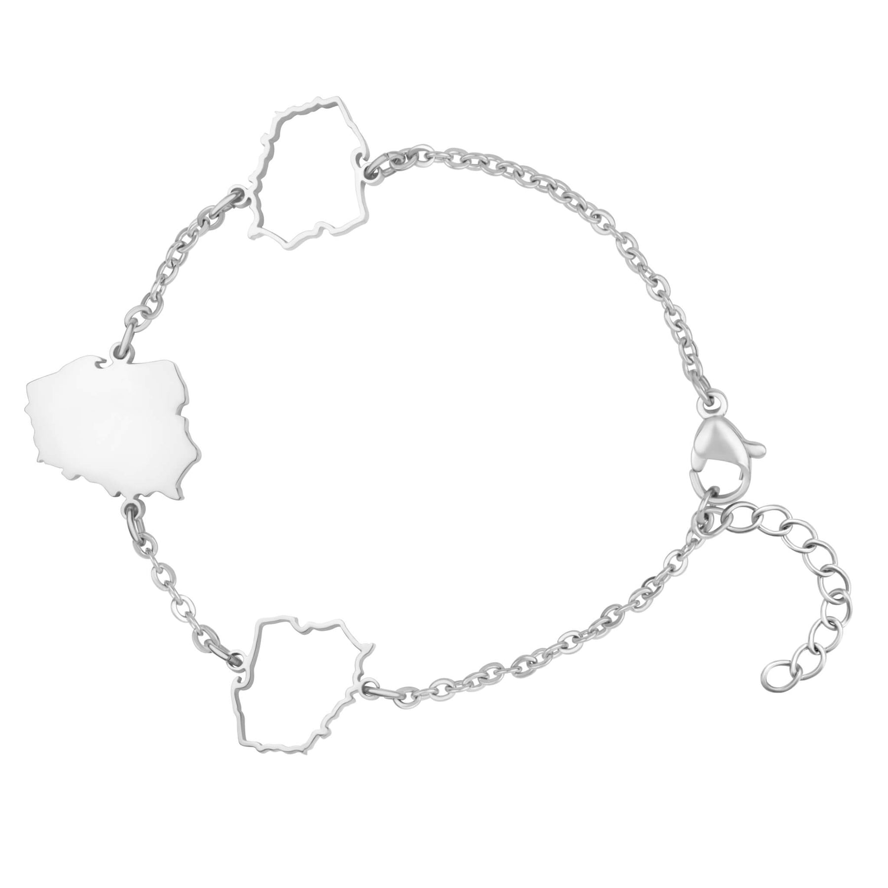 Polen Silhouette Landkarten Armband Silber wasserfest | d'origine