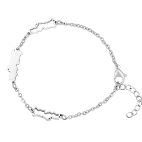 Portugal Silhouette Landkarten Armband Silber wasserfest | d'origine