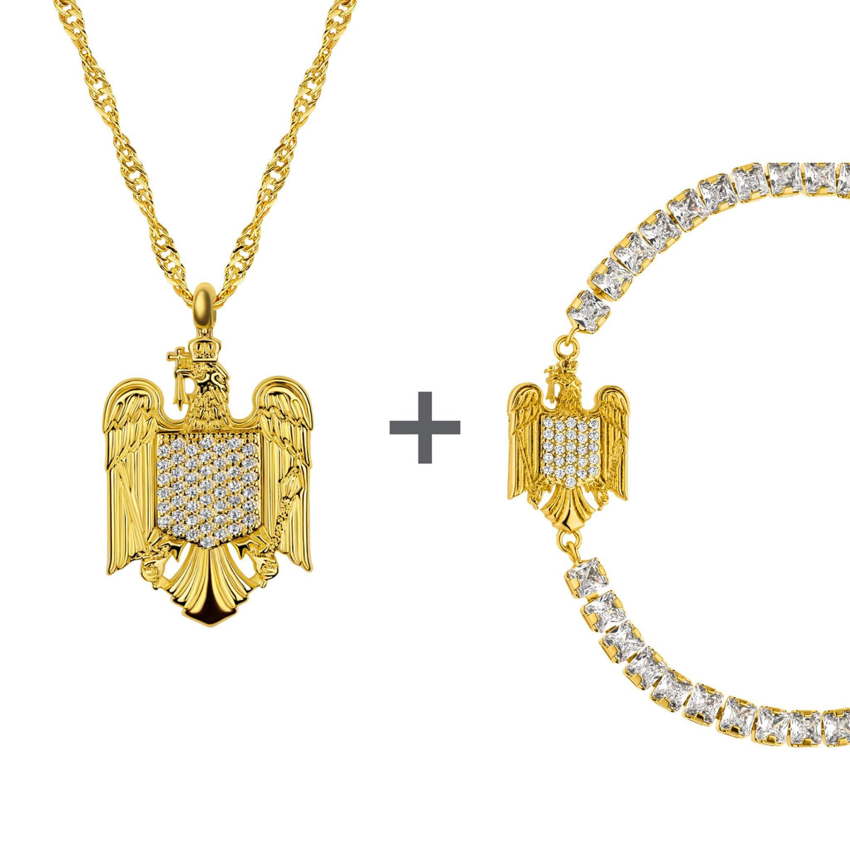 Rumänien Wappen Schmuck Set Damen 18K Gold | d'origine