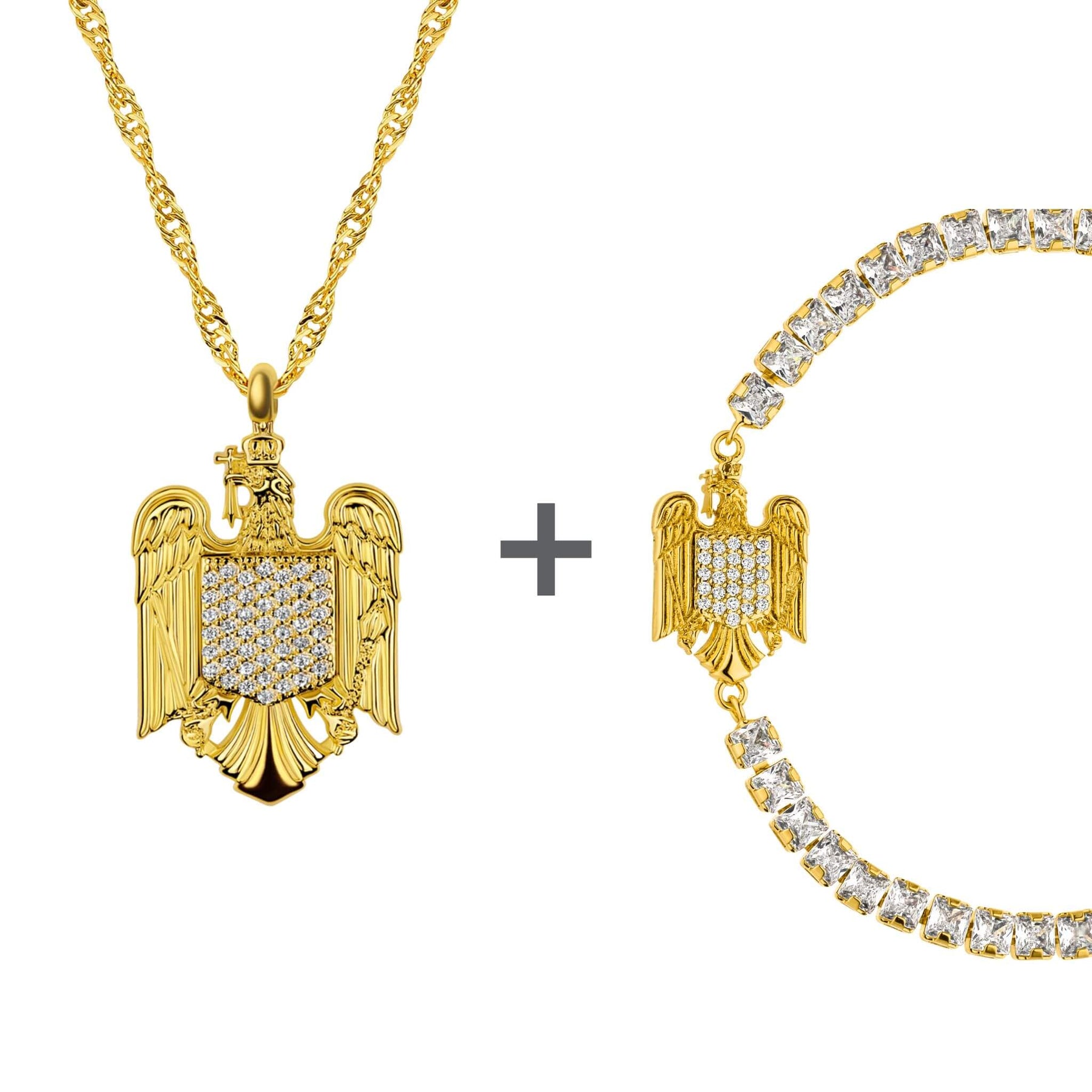 Rumänien Wappen Schmuck Set Damen 18K Gold | d'origine