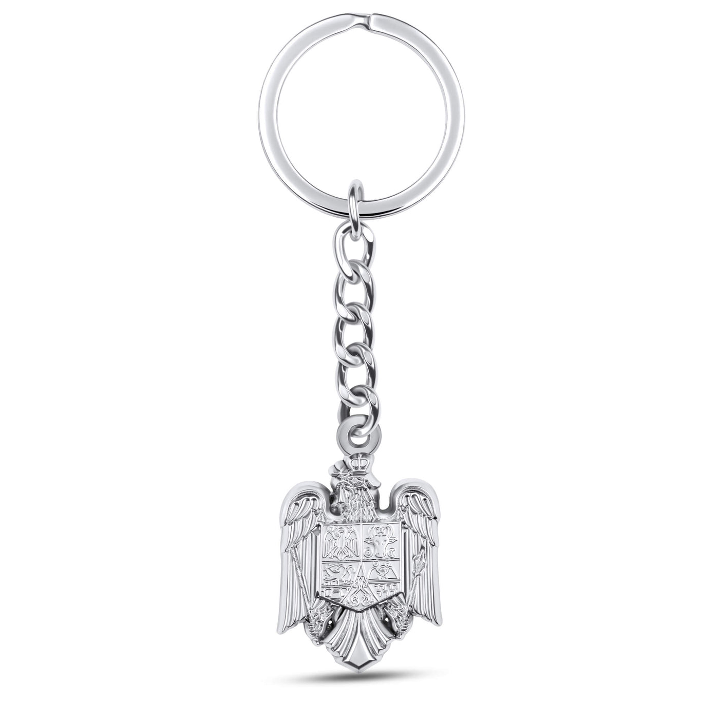 Rumänien Wappen Schlüsselanhänger Silber Edelstahl | d'origine