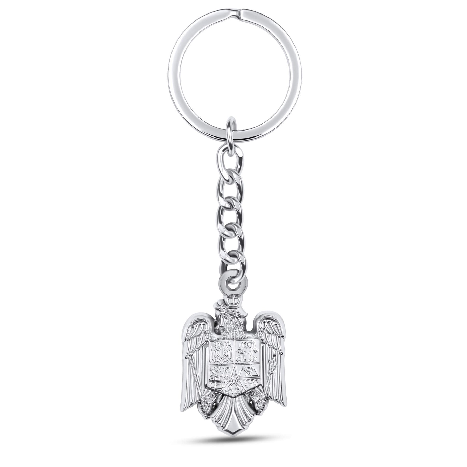 Rumänien Wappen Schlüsselanhänger Silber Edelstahl | d'origine