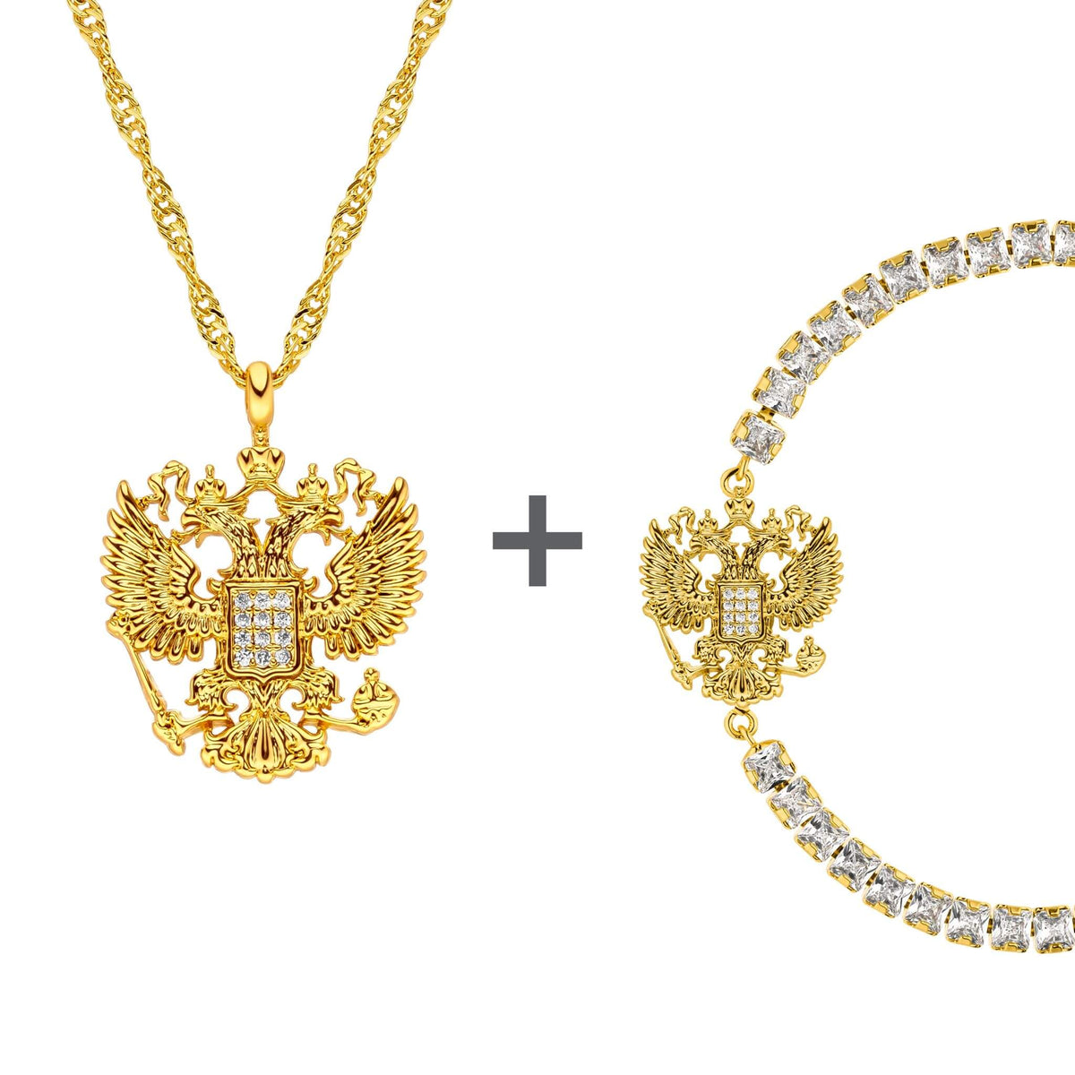 Russland Adler Wappen Schmuck Set Damen 18K Gold | d'origine