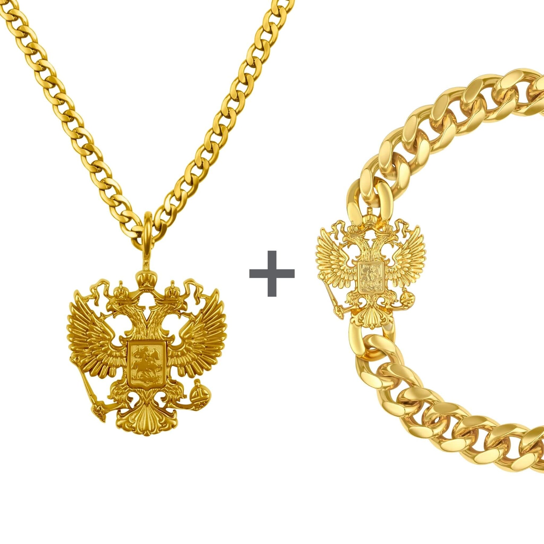 Russland Adler Wappen Schmuck Set Herren Edelstahl | d'origine