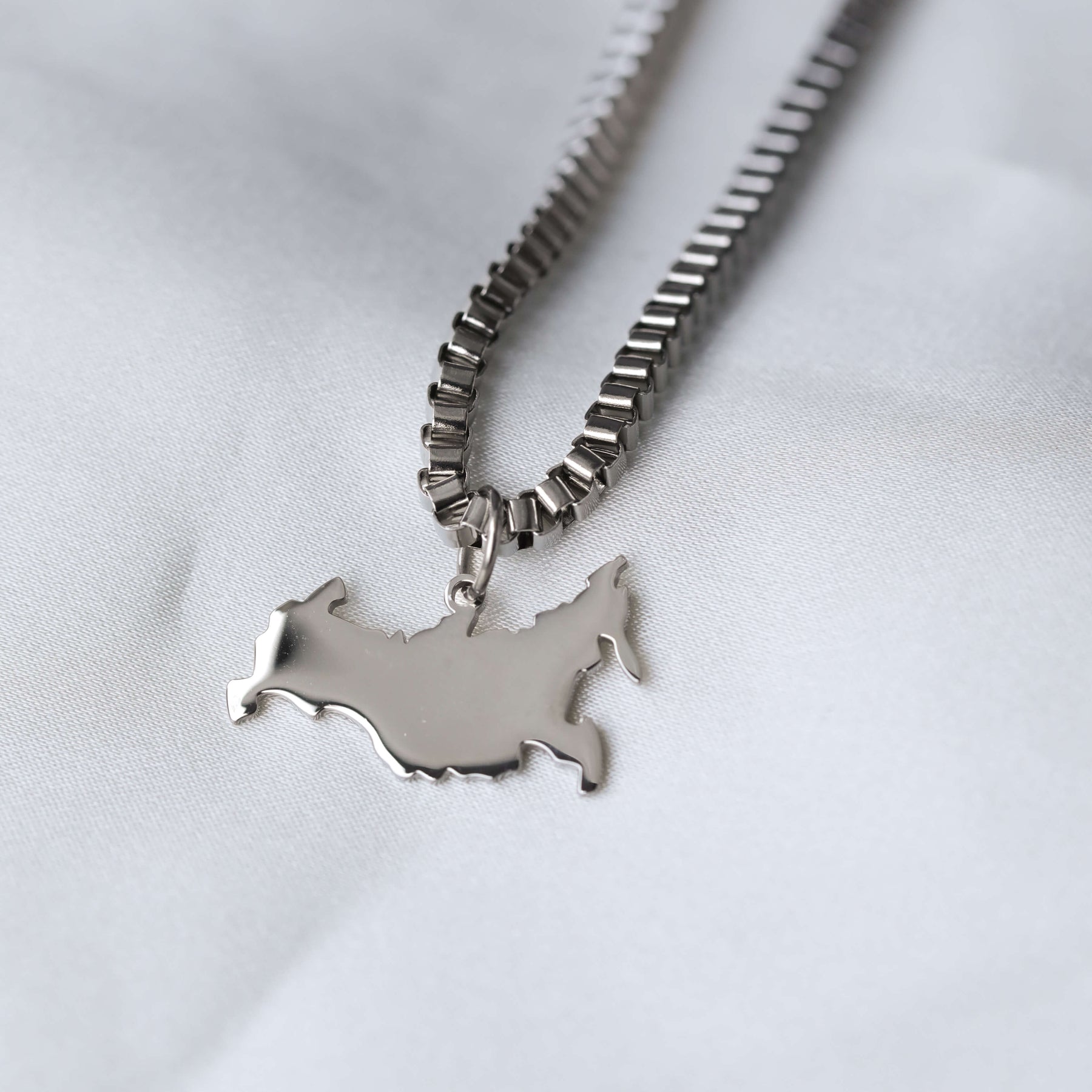Russland Landkarten Kette Herren Silber Edelstahl – Landkarte