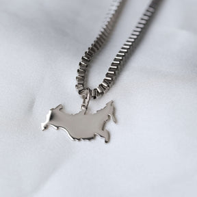 Russland Landkarten Kette Herren Silber Edelstahl – Landkarte