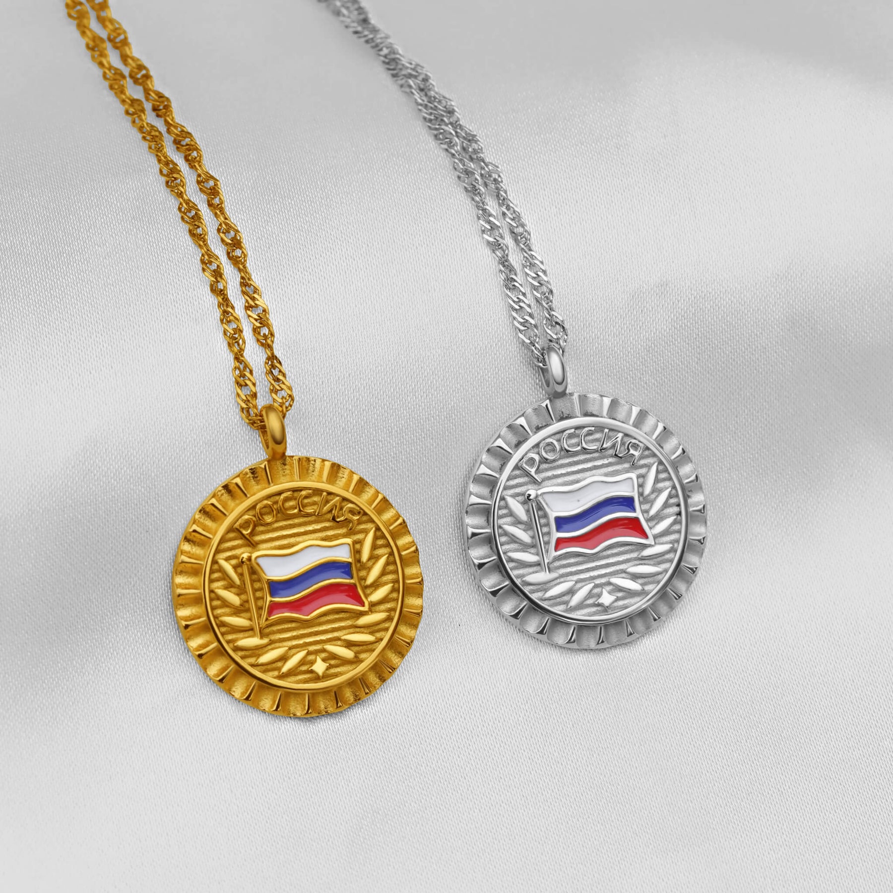 Russland Flaggenkette Damen Edelstahl – Flagge