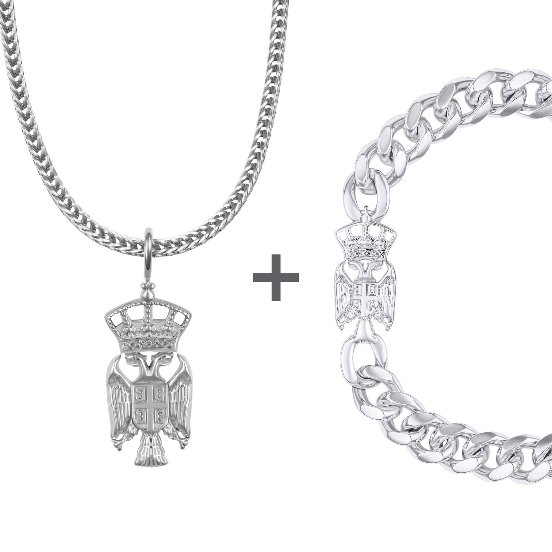 Serbien Adler Wappen Schmuck Set Herren Edelstahl | d'origine