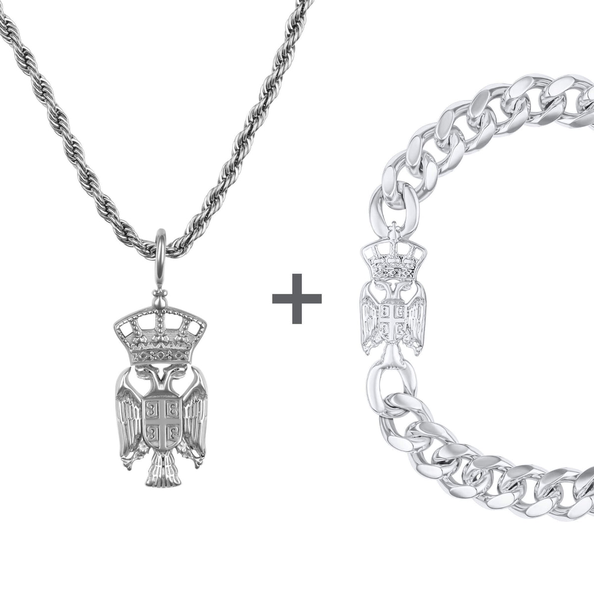 Serbien Adler Wappen Schmuck Set Herren Edelstahl | d'origine