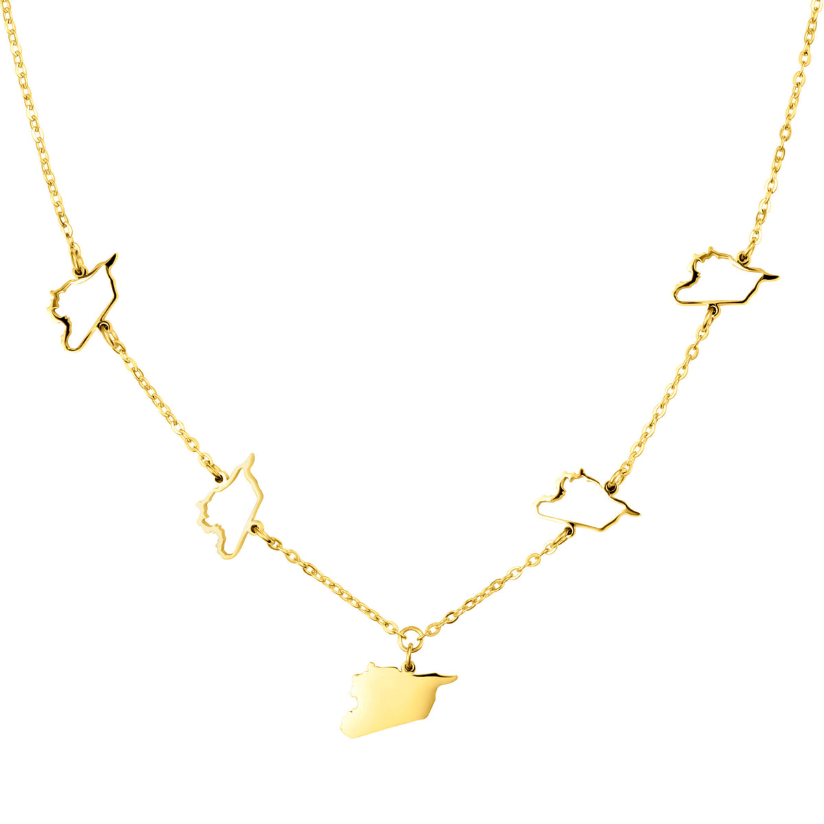 Syrien Landkarte 5-Anhänger Kette Damen 18K Gold | d'origine