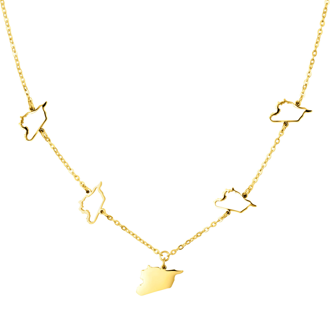 Syrien Landkarte 5-Anhänger Kette Damen 18K Gold | d'origine