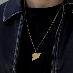 Syria Map Necklace Matte | Men
