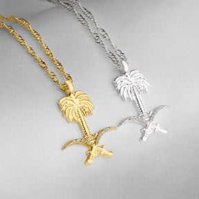 Saudi Arabia Emblem Necklace Women 18K Gold – Sword