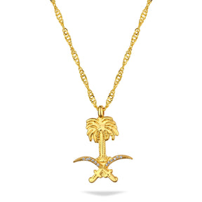 Saudi Arabia Sword Emblem Necklace Women 18K Gold | d'origine