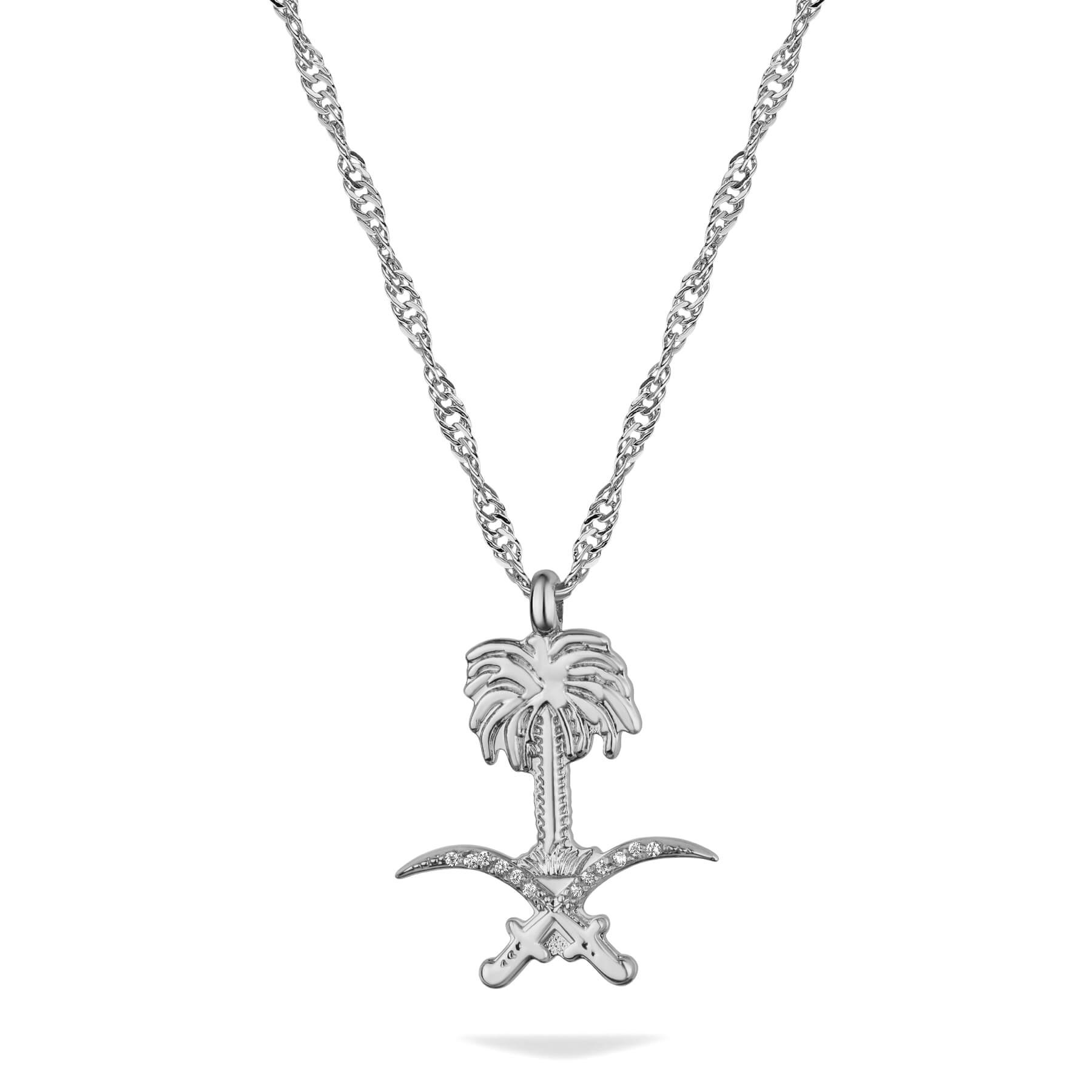 Saudi Arabia Emblem Necklace Women Silver Waterproof | d'origine