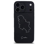 Serbien Handyhülle für iPhone 17 Pro – Rückseite mit Landkarte und Schriftzug