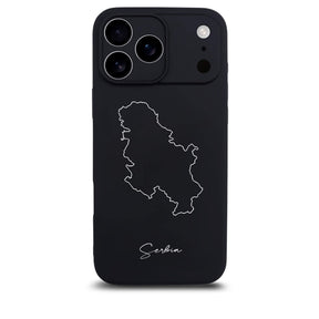 Serbien Handyhülle für iPhone 17 Pro – Rückseite mit Landkarte und Schriftzug