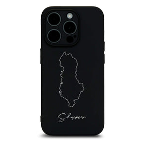 Albanien Handyhülle für iPhone 14 Plus, 14 Pro, 14 Pro Max, 15 und 16 – Rückseite mit Landkarte und Schriftzug