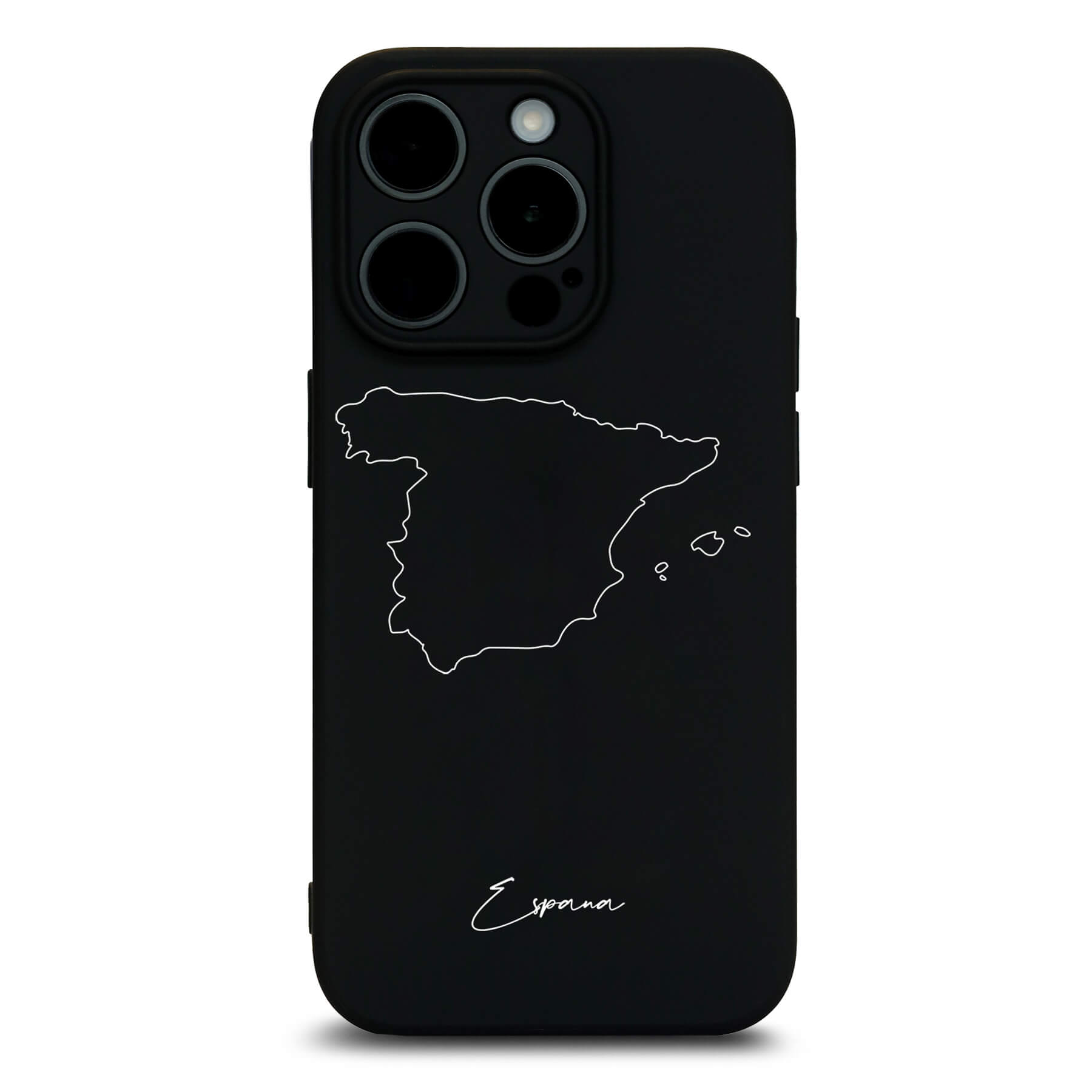 Spanien Handyhülle für iPhone 13 bis 16 – Rückseite mit Landkarte und Schriftzug