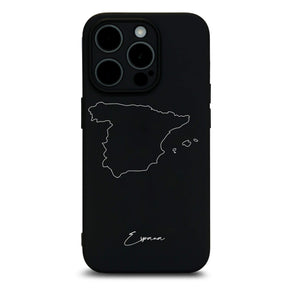 Spanien Handyhülle für iPhone 13 bis 16 – Rückseite mit Landkarte und Schriftzug