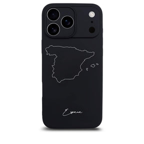 Spanien Handyhülle für iPhone 17 Pro – Rückseite mit Landkarte und Schriftzug