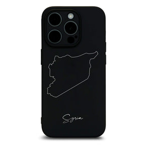 Syrien Handyhülle für iPhone 13 bis 16 – Rückseite mit Landkarte und Schriftzug