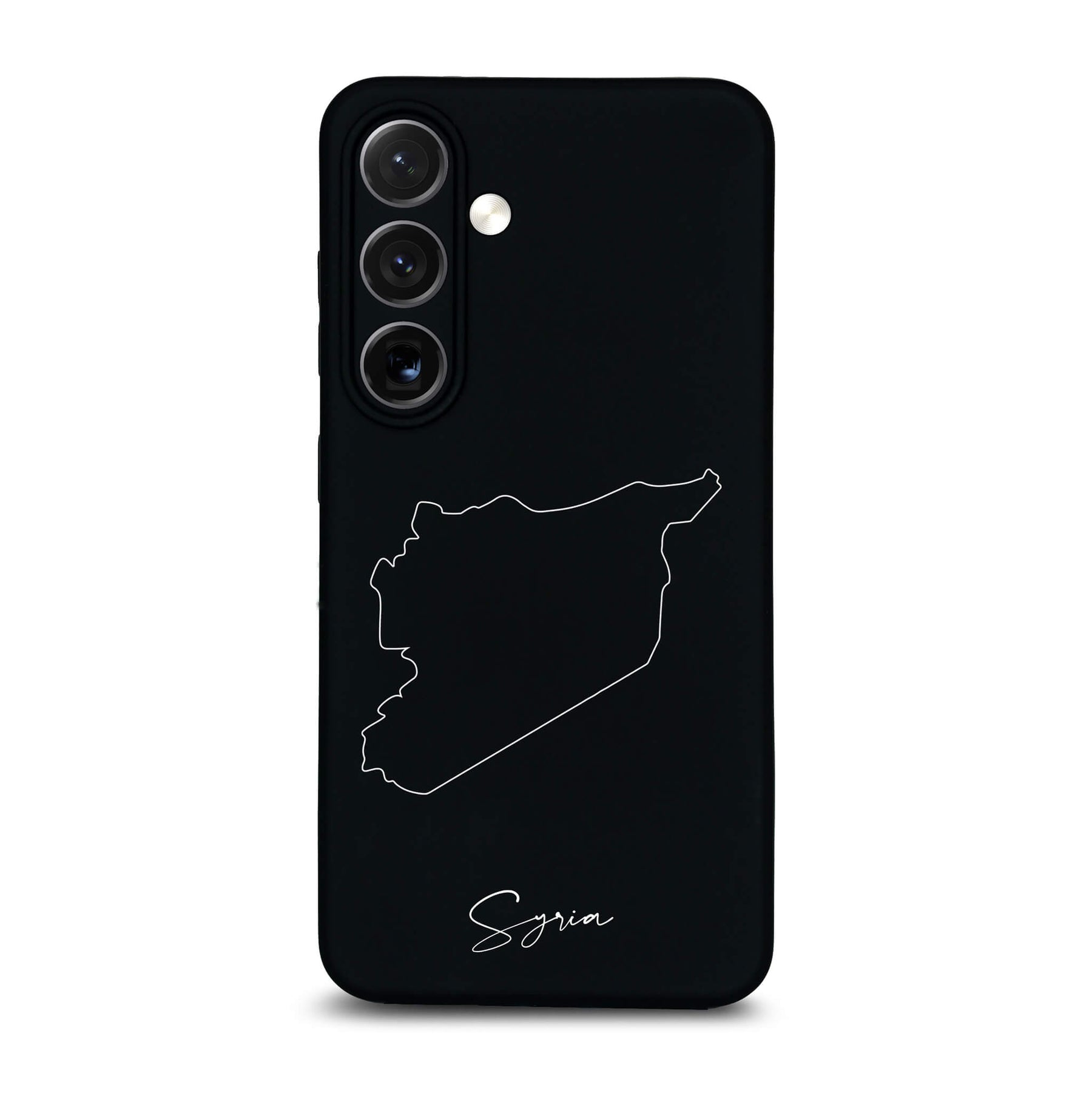 Syrien Handyhülle für Samsung Galaxy S23 bis S26 – Rückseite mit Landkarte und Schriftzug