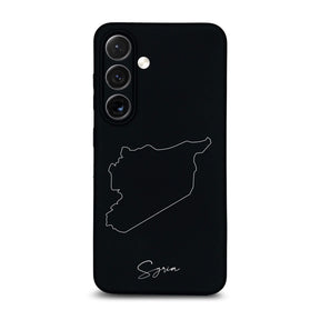 Syrien Handyhülle für Samsung Galaxy S23 bis S26 – Rückseite mit Landkarte und Schriftzug