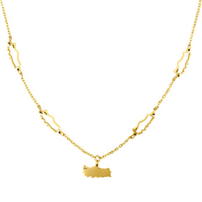 Türkei Landkarte 5-Anhänger Kette Damen 18K Gold | d'origine