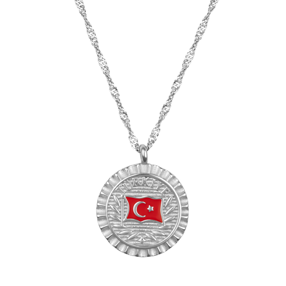 Türkei Nationalflagge Flaggenkette Damen Silber wasserfest | d'origine