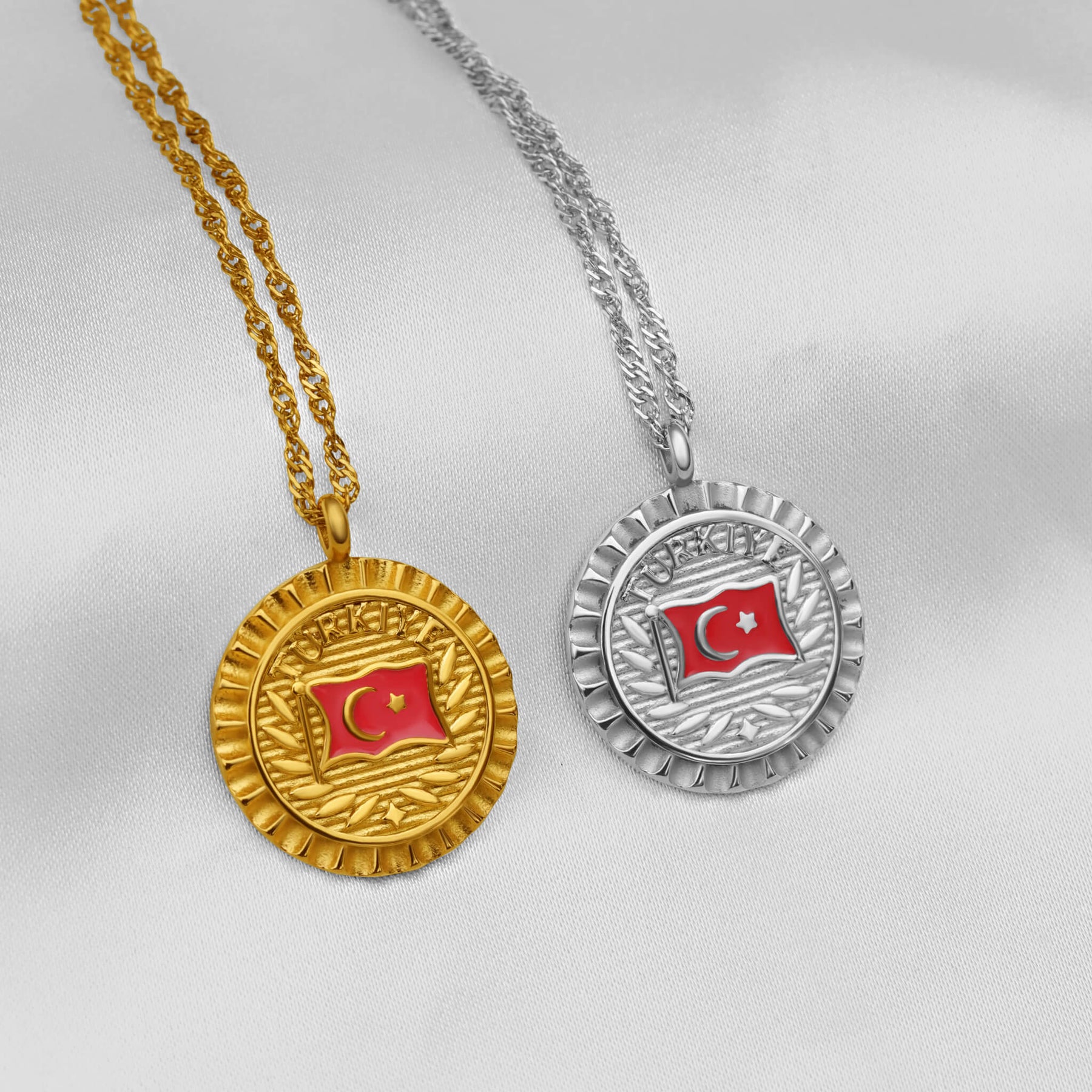 Türkei Flaggenkette Damen 18K Gold – Flagge