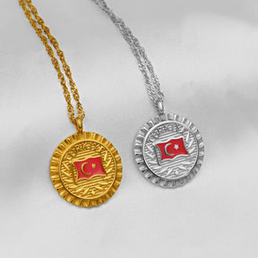 Türkei Flaggenkette Damen 18K Gold – Flagge